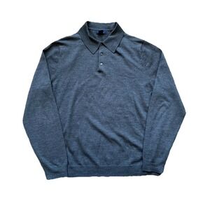 Brooks Brothers Extra Fine Merino Wool‎ Henley Shirt Men's XL Gray Long Sleeve